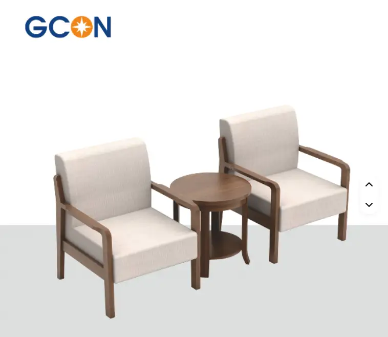 GCON GWY1509 Conjunto de tres piezas de sillones de hotel modernos y sencillos: marco de madera maciza, tela, paquete suave, sofá individual + combinación de mesa de centro redonda 1