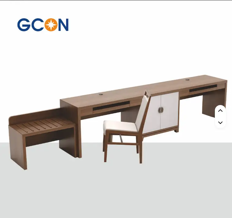 GCON GST-111 Multifunctionele combinatietafel voor hotelkamers met opbergbank + bureaustoel Geïntegreerde kantoor-/bureautafel 1