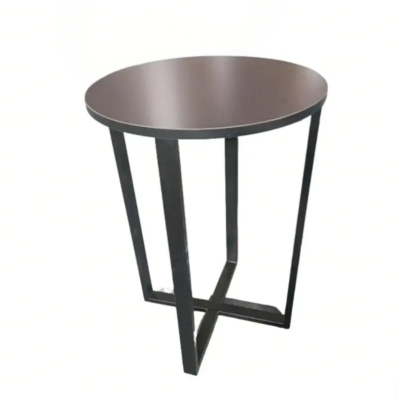 Table basse ronde moderne GCON CG-213 avec piètement en métal croisé 1