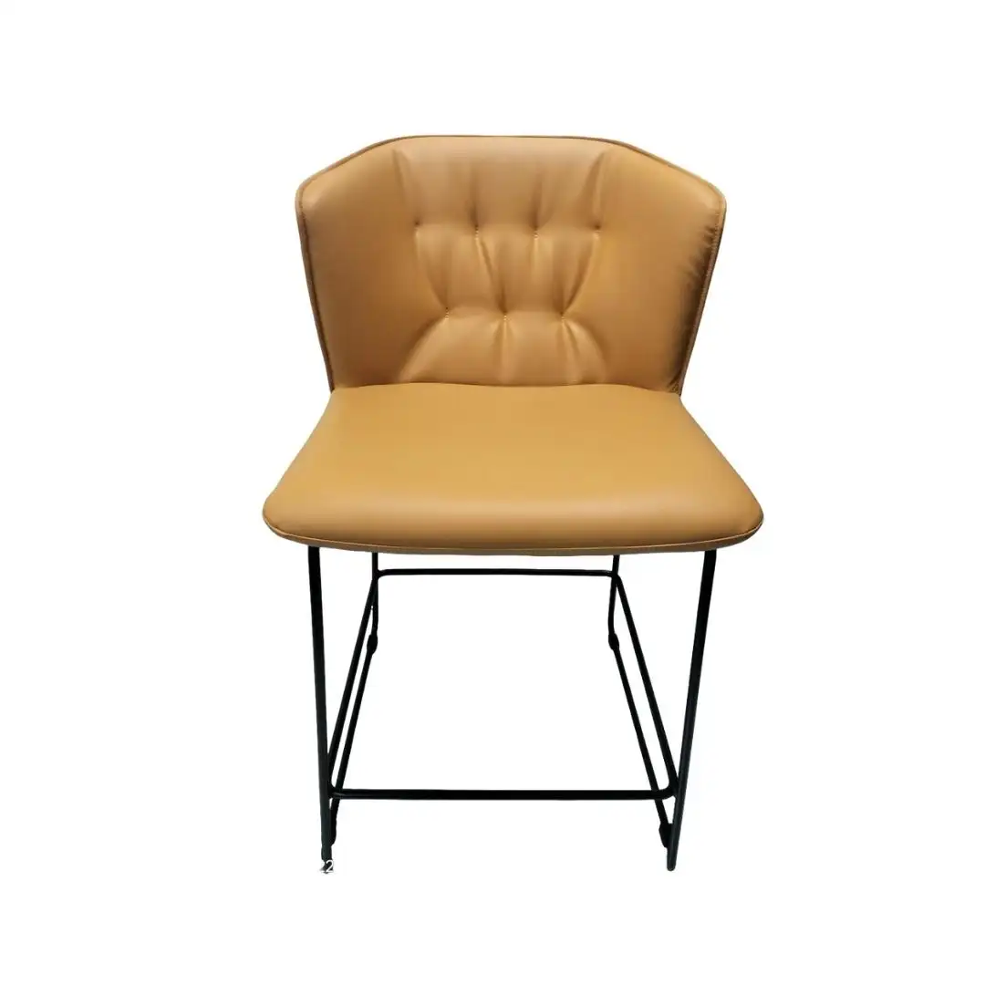 Ghế quầy bar bọc da hiện đại GCON HRB.303 với chân đế kim loại thanh lịch. 1