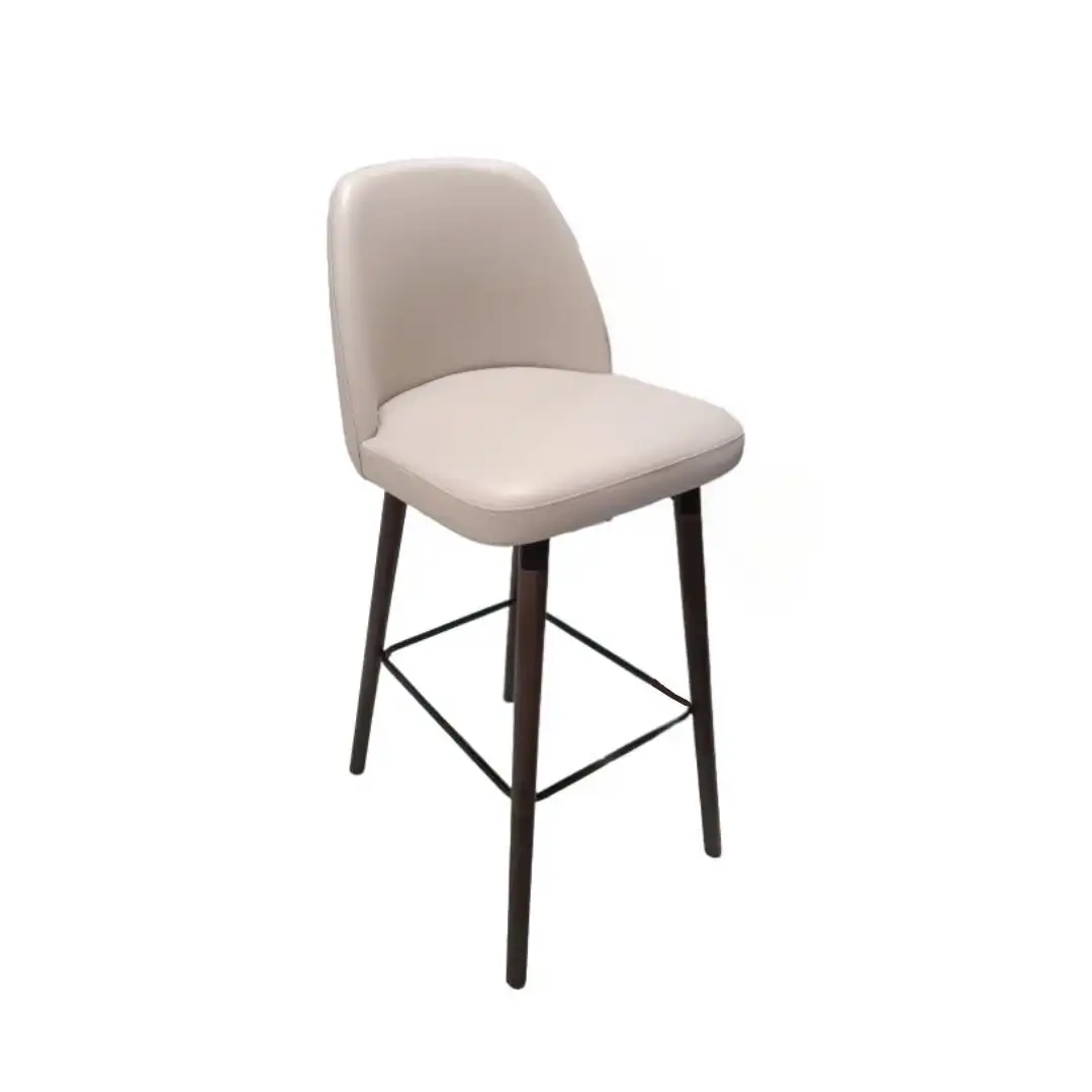 GCON HSL304 Contemporary Upholstered Bar Stool with Tapered Wooden Legs 1