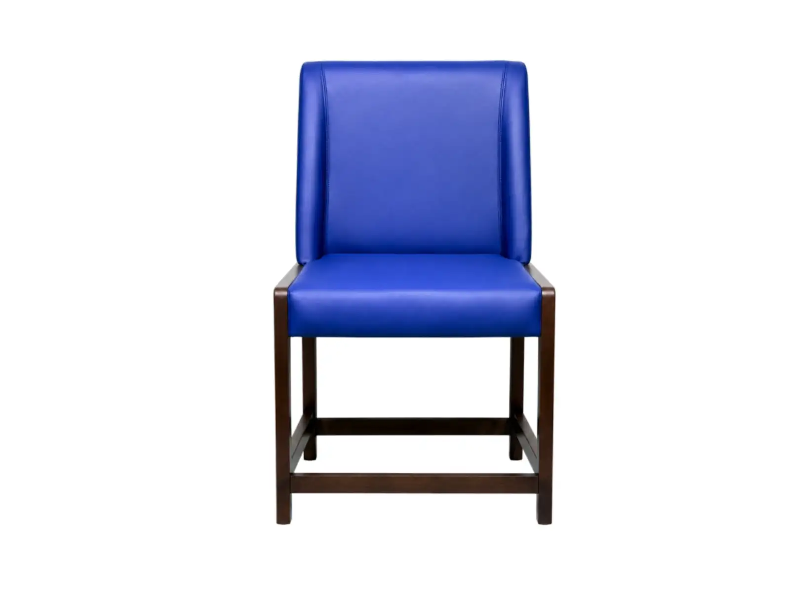 Commerciële blauwe kunstlederen eetkamerstoel met donker houten frame voor hotel en restaurant GCON 1