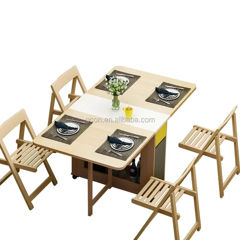 Mesa de comedor plegable multifuncional Gcon con sillas 1
