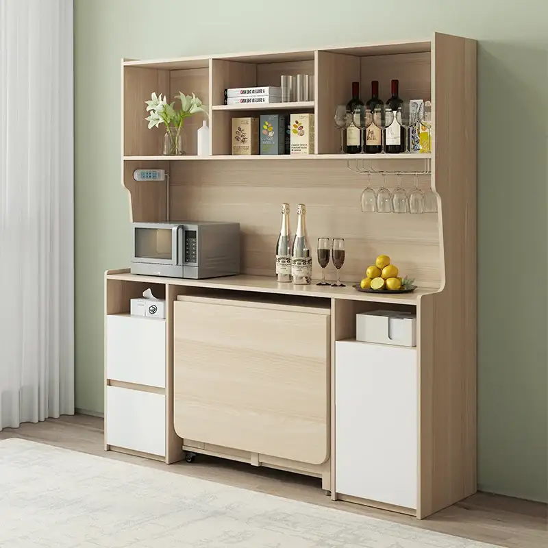 Ensemble de Table à manger de cuisine de haute qualité, Table à manger pliable avec armoire latérale 1