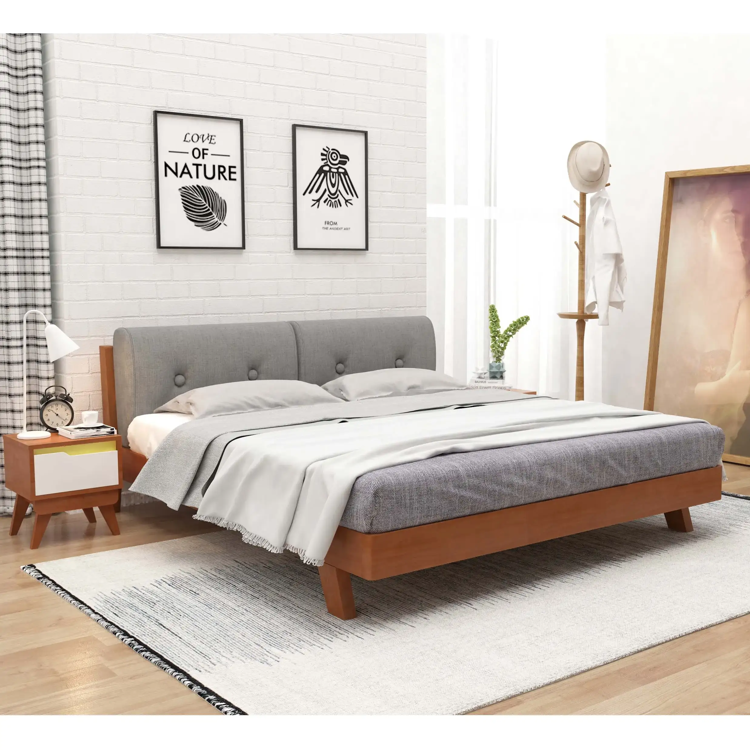 Modern Cheap Bedroom Furniture Bed Frame Wood Beds Bunk Bed For Rental Apartment 1
