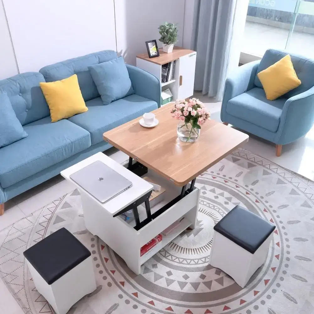 Nowoczesny, nowy, drewniany stolik kawowy Smart Lift Top z szafką do przechowywania do salonu 1