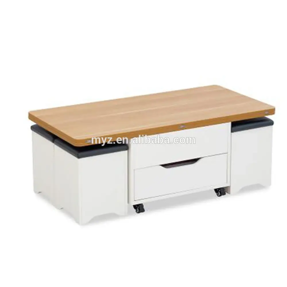 Offre spéciale Table basse moderne avec des conceptions de roues, Table basse élévatrice pour le salon 1