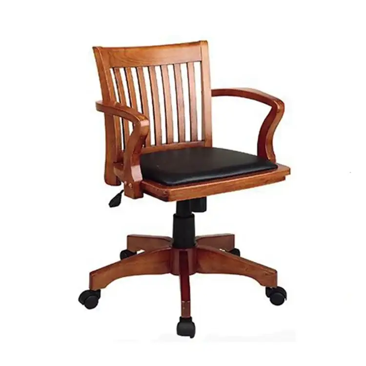 Chaise d'ordinateur avec cadre en bois massif, bureau à domicile antique 1
