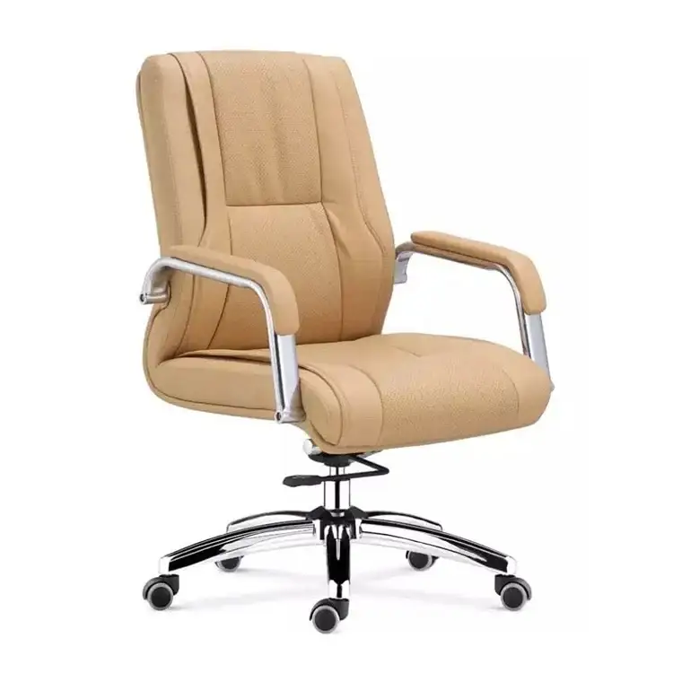 Cheap Stainless Steel Frame Leather Adjustable Swivel Chair Comfortable Mesh Back Office Chair 1