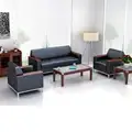 Muebles de oficina de EE. UU. para sala de espera Sofá de oficina barato de China Sofá de 3 plazas en cuero negro 1