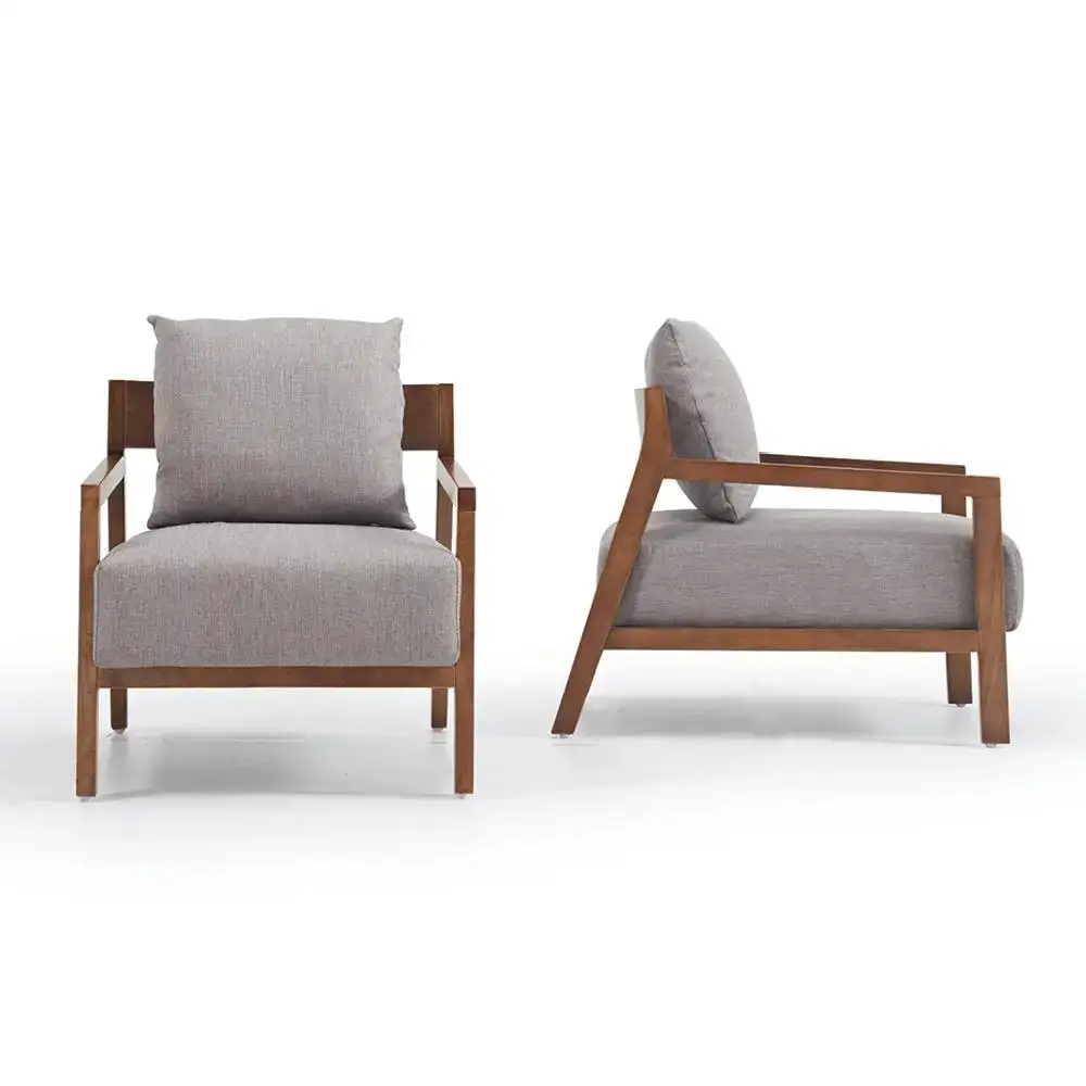 Hotel Solid Wood Armchair,Living Room Sofa Chair,Leisure Restaurant Cafe Chair 1