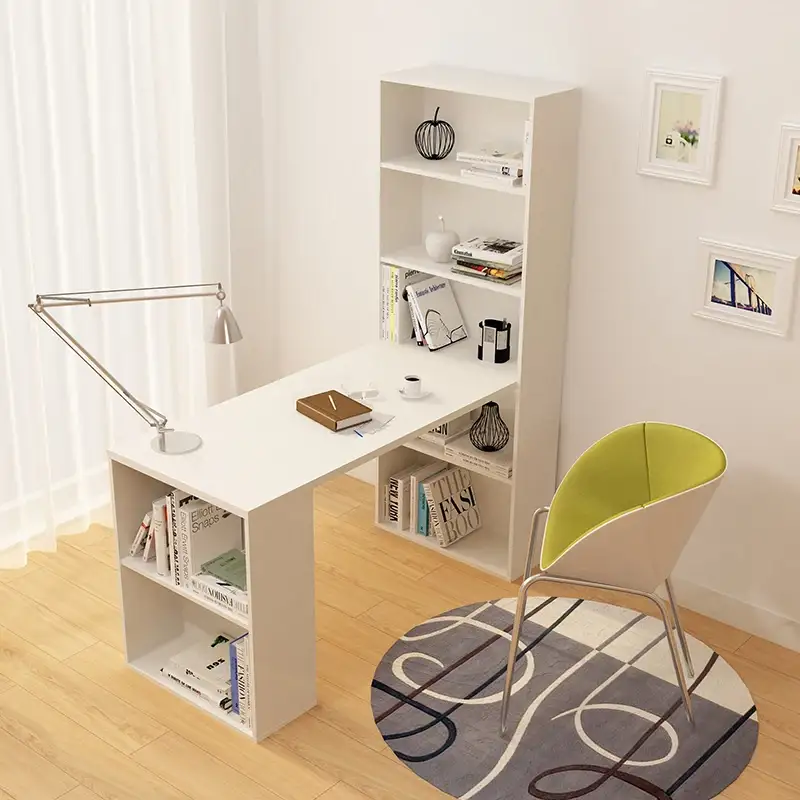 Mesa de escritorio de madera para ordenador, soporte de pared, mesa de estudio con estante 1