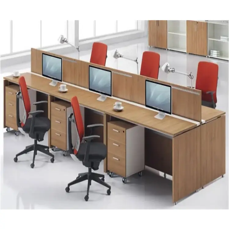 Venda quente Mesa de computador modular moderna padrão cubículo de escritório tamanho 6 assentos mesa de escritório 1