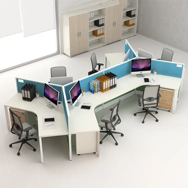 Modern Furniture Simple Design Commercial Modular Partition Office Cubicle Brands With 3 Seat 1