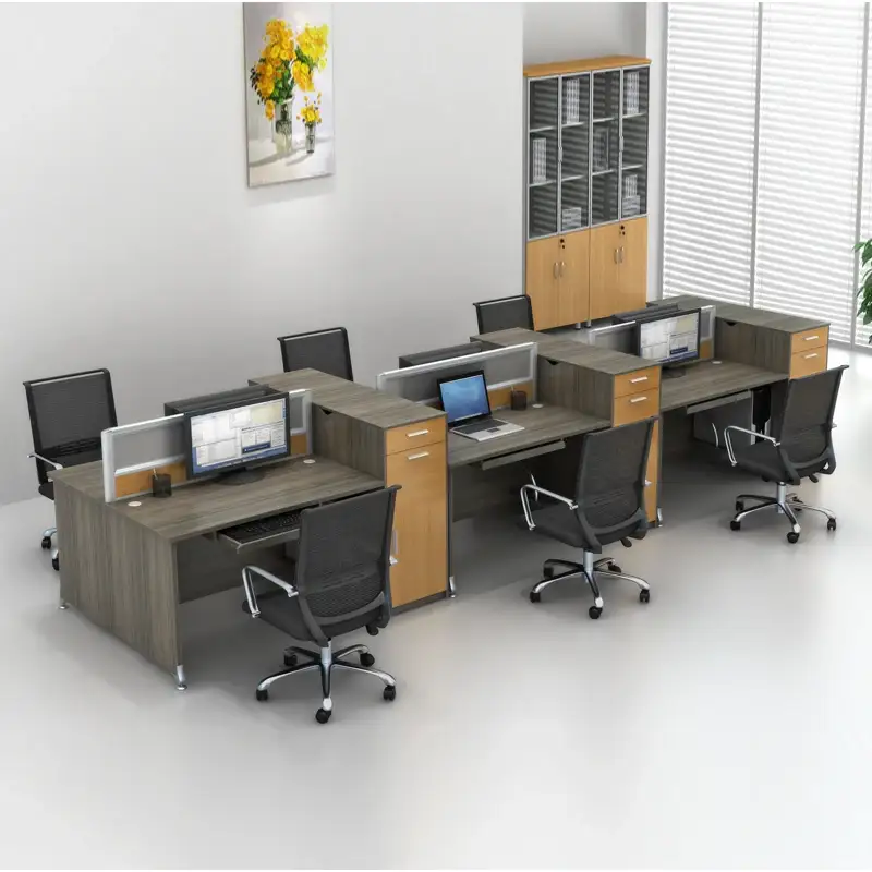 Muebles de espacio abierto para compartir escritorio de estación de trabajo de oficina con gabinetes 1