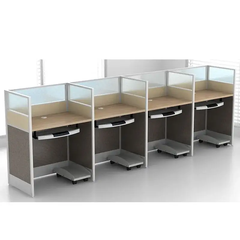 Puesto de trabajo del ordenador portátil de la oficina de los muebles de la fábrica/pequeños cubículos del puesto de trabajo de la oficina de 4 asientos para el centro de atención telefónica 1
