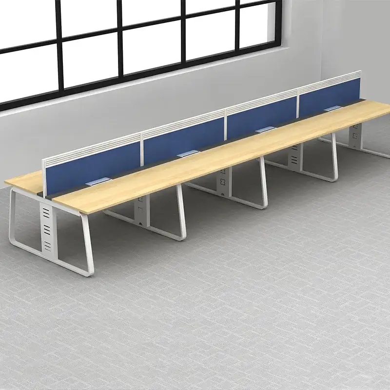 Mobilier de bureau, banc de travail du bois, série de tables, cadre blanc, siège pour 8 personnes 1