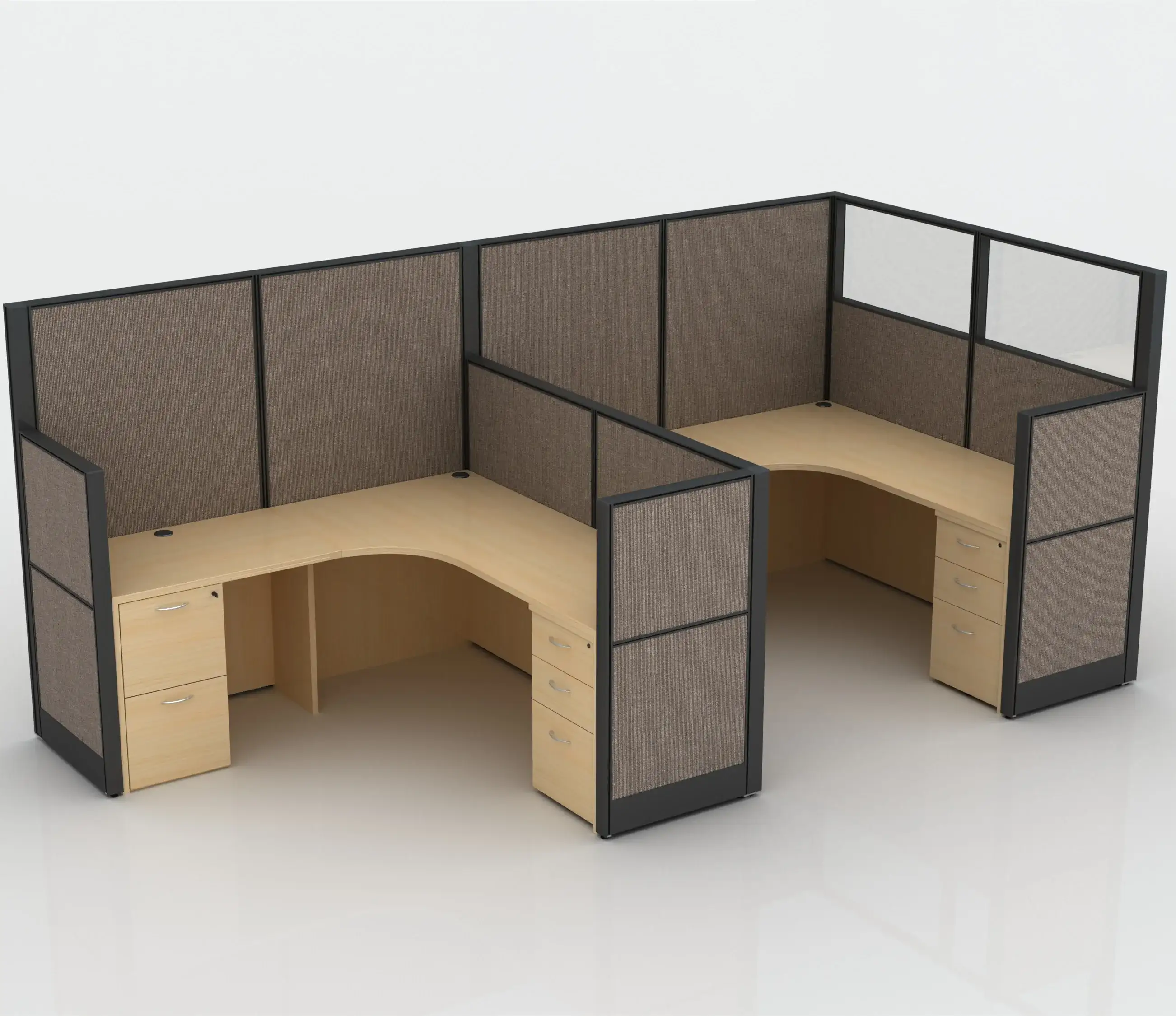 Bureau à double poste de travail avec cloison en verre 1