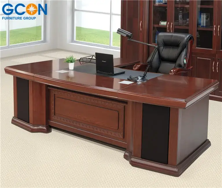 Luxury Antique Wooden Hand Curved Executive Office Desk 1