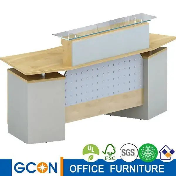 Moderner Design-Melamin-Empfangstisch aus Holz mit Banktheke 1