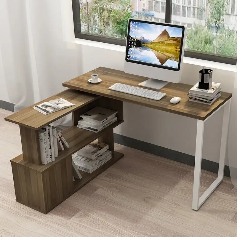 Mesa de estudio para dormitorio, escritorio para ordenador con estantes, escritorio de oficina en casa de estilo moderno 1