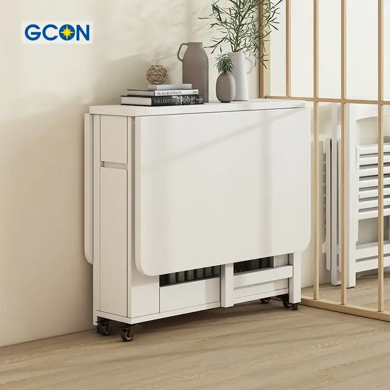 Folding Dining Table,Space Saving Foldable Kitchen Furniture For Dinning Room,White 1