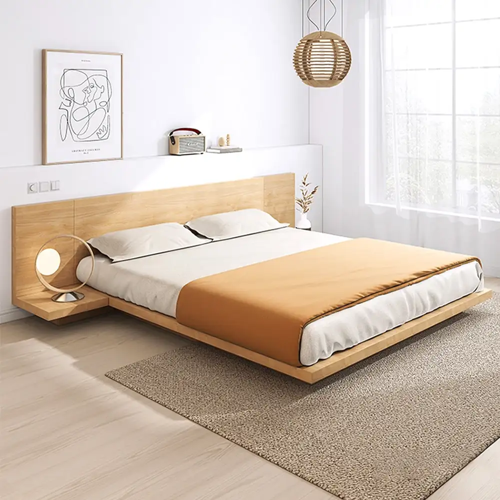 Cama Tatami japonesa, marco de plataforma flotante de madera maciza, muebles de dormitorio bajos tamaño Queen King 1