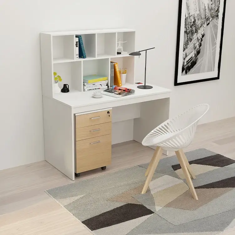 Mesa de estudio con estantería, muebles de escritorio para ordenador de oficina para adultos y estudiantes 1