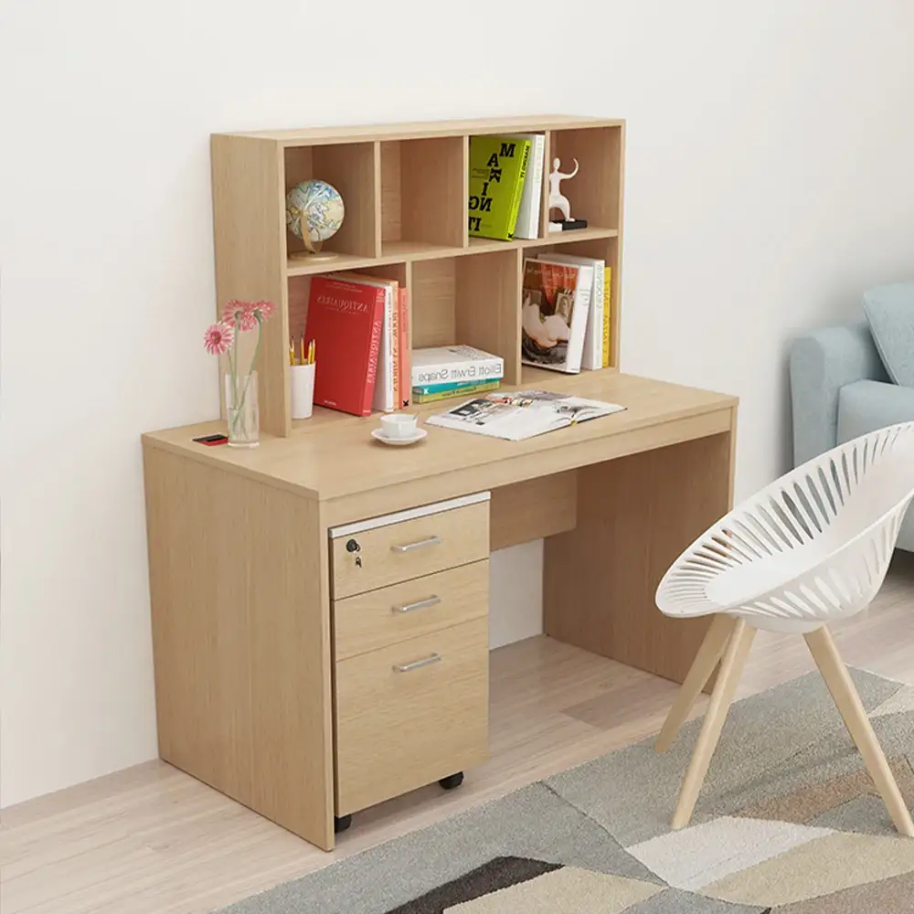 Mesa de escritório em casa de madeira com estante para adultos e estudantes trabalhando computador estante mesa de estudo móveis 1