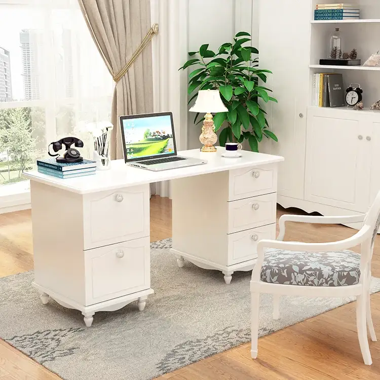 Mesa de estudio blanca de madera moderna del estilo francés de Ministerio del Interior del escritorio de lujo para las muchachas 1