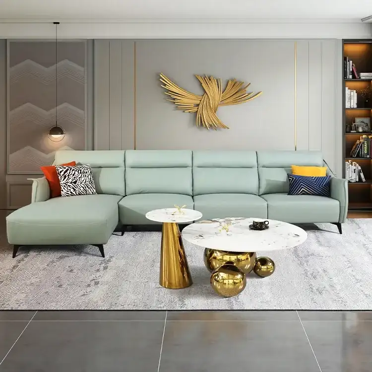 Light Green Module L Shape Sofa Sofas-estilo-modern Living Room Furniture 1