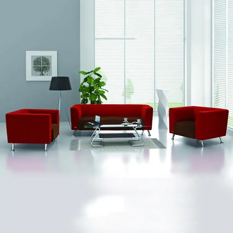 Sofá de cuero rojo chino, nuevo diseño, oficina comercial, sofá de ocio 1