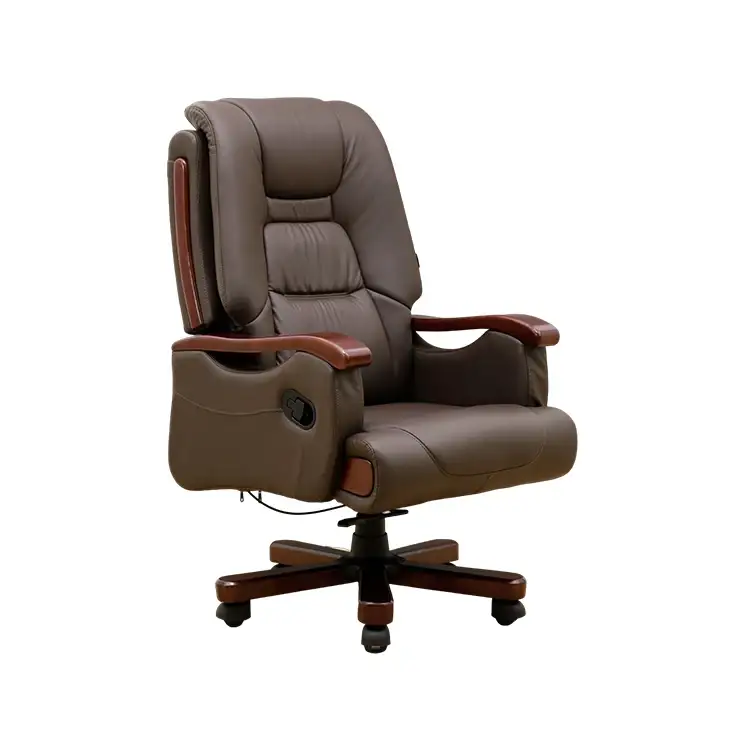 Sedia da ufficio in vera pelle di colore marrone, capo di lusso, direttore esecutivo, sedia da lavoro ergonomica per computer, moderna 1