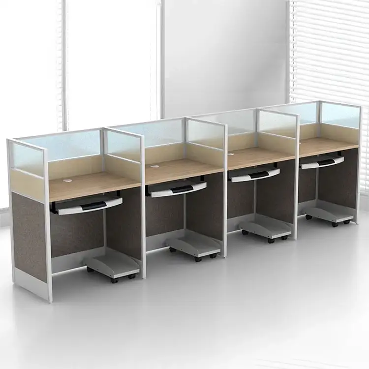 مكتب تقسيم الجدول مركز الاتصال محطة العمل حجرة أثاث مكتبي لمكتب Cubiculo مع زجاج شفاف محكم 1