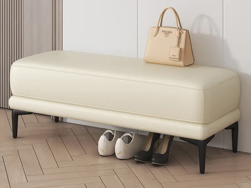 Panca portabagagli con sedile in pelle GCON Adr-LR-03 Scarpiera con gambe in metallo dal design moderno 1