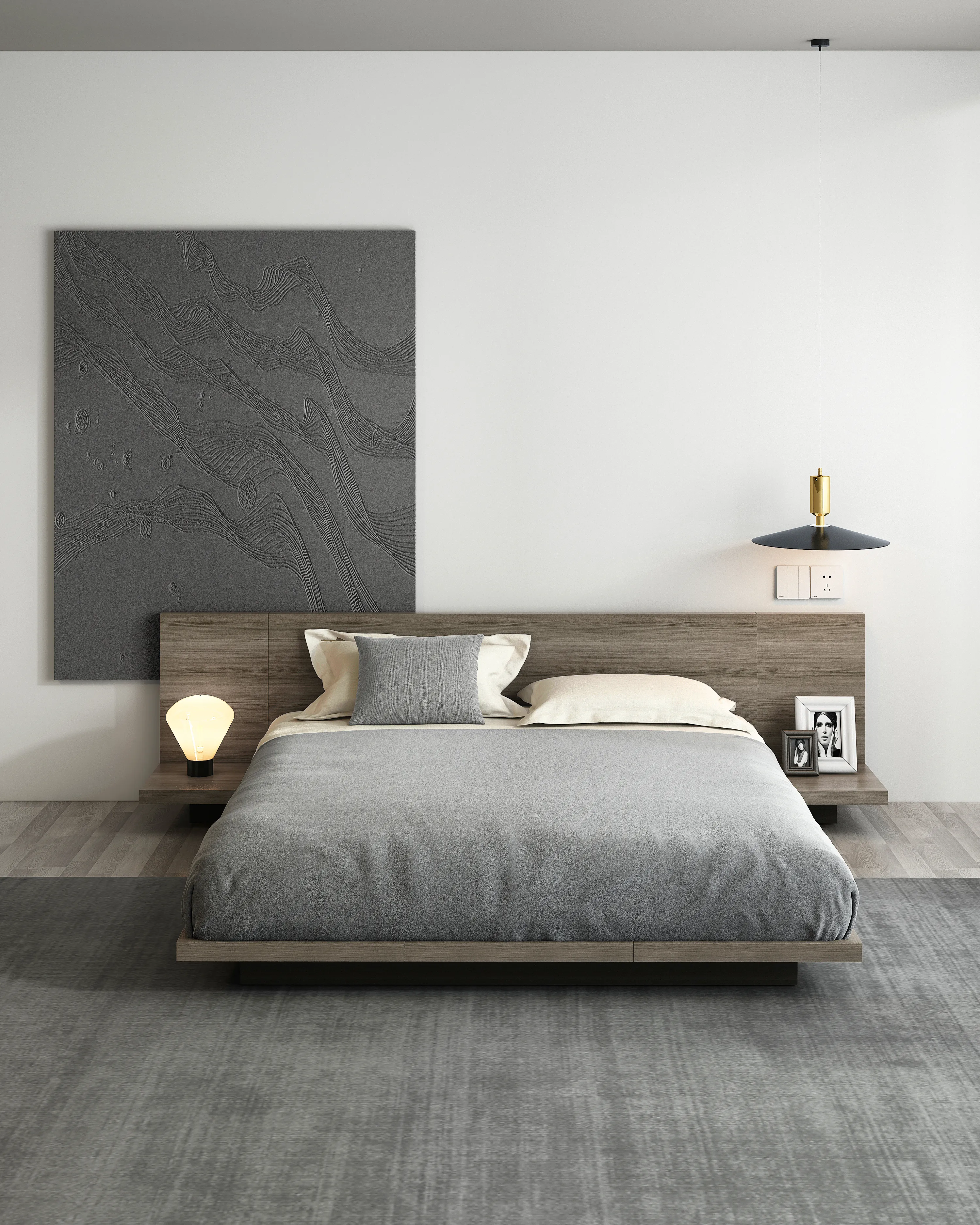 Luxury Hotel Furniture Dark Grey Floating Hotel Bed by GCON 1