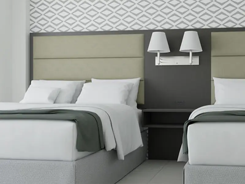 GCON Adr-HB-01 Padded Hotel Headboard for Two Queen Bed Headboard with Attached Nightstand 1
