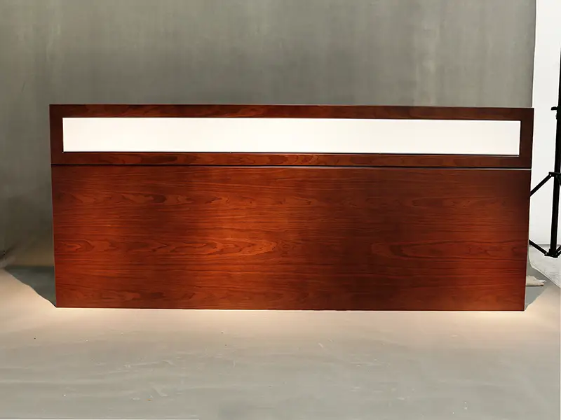 Adr-HB-03 Wood Veneer Hotel Headboard with Separated Headrest GCON Luxury Walnut Texture Headboard Furniture 1