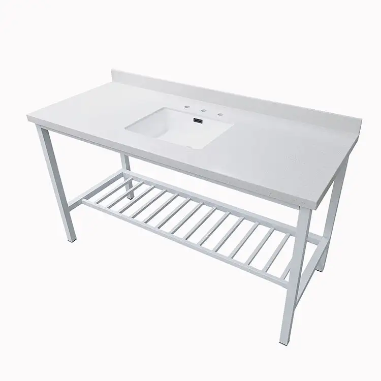 GCON INF-23 Good quality quartz table top metal feets white/black hotel bathroom vanities 1