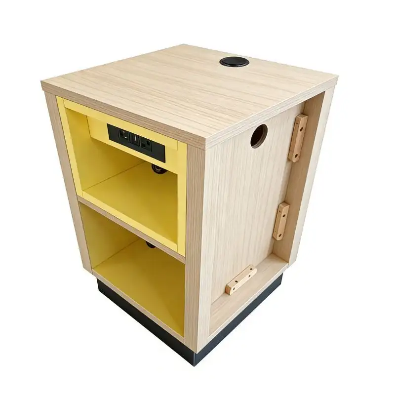 Table de chevet moderne GCON GR-306B-CG avec prise électrique intégrée 1