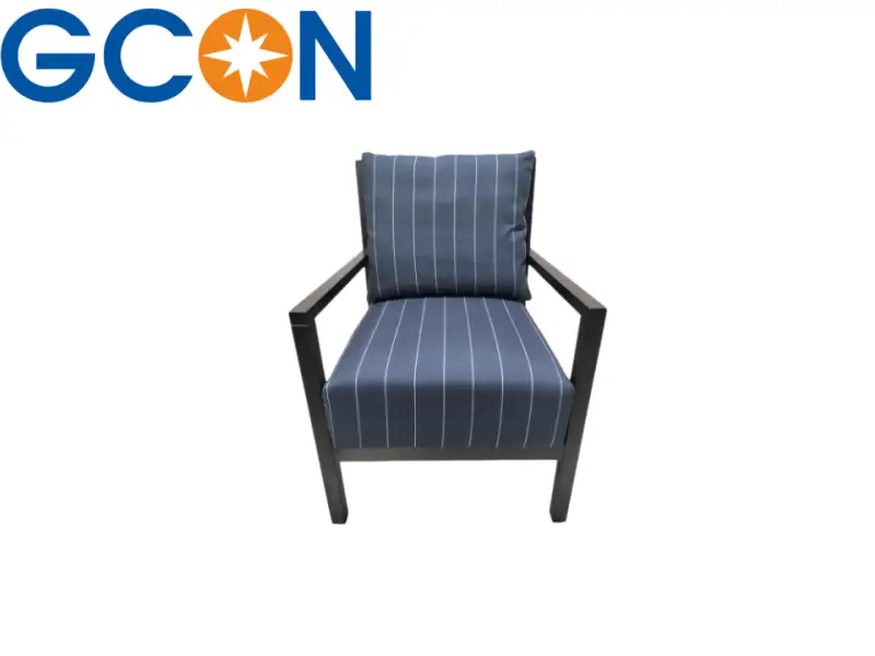 GCON CIS-104 Modern Striped Fabric Armchair with Dark Wood Frame 1