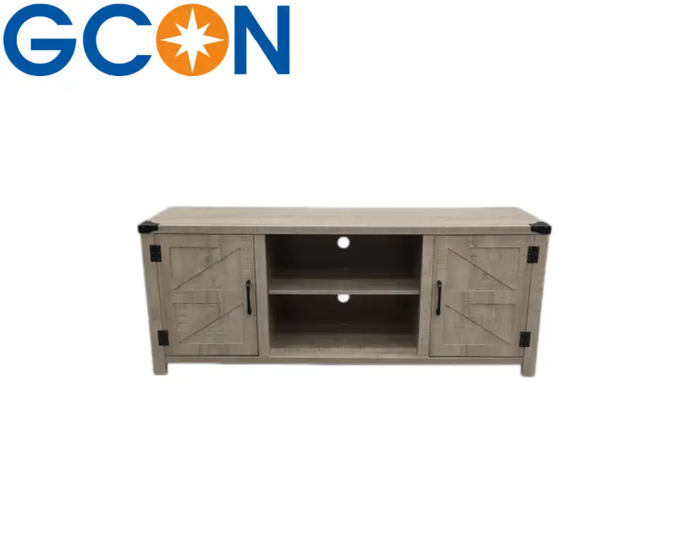 GCON Farmhouse Wood TV Stand Storage Cabinet M-AUK-09 Barn Door Media Television Console Table 1