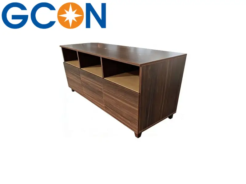 GCON CIS-207 Walnut-Finish Open-Compartment Credenza 1