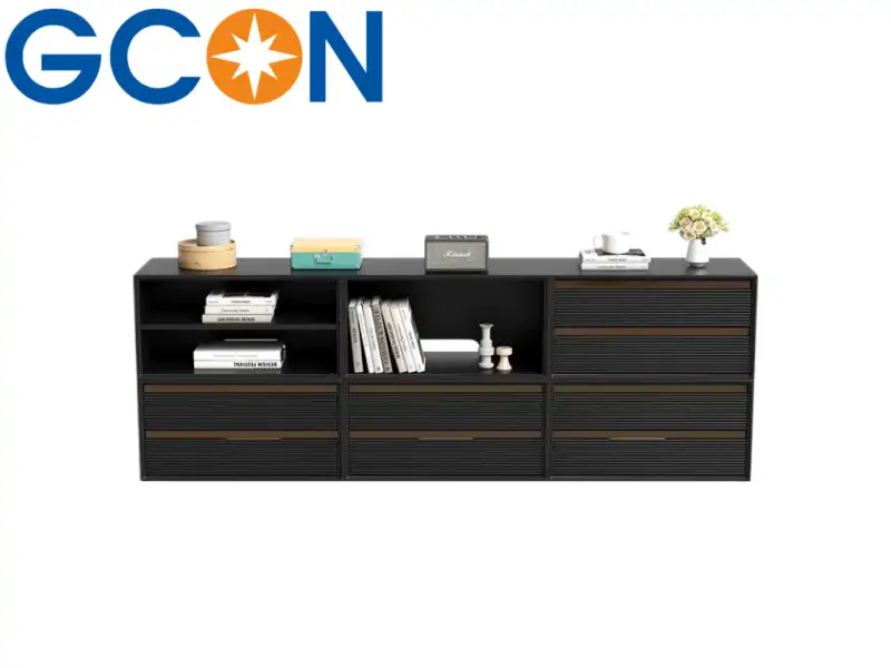 GCON Hotel Cabinets Black Stylish Shelves with Fluted Drawer Chests G-5200 Free Combination Modular Apartment Storage 1