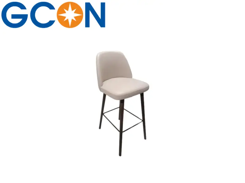 GCON HSL304 Contemporary Upholstered Bar Stool with Tapered Wooden Legs 1