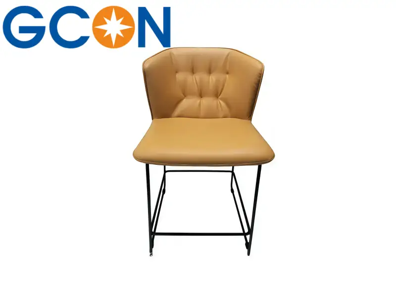 GCON HRB.303 Modern Tufted Leather Bar Stool with Sleek Metal Base 1
