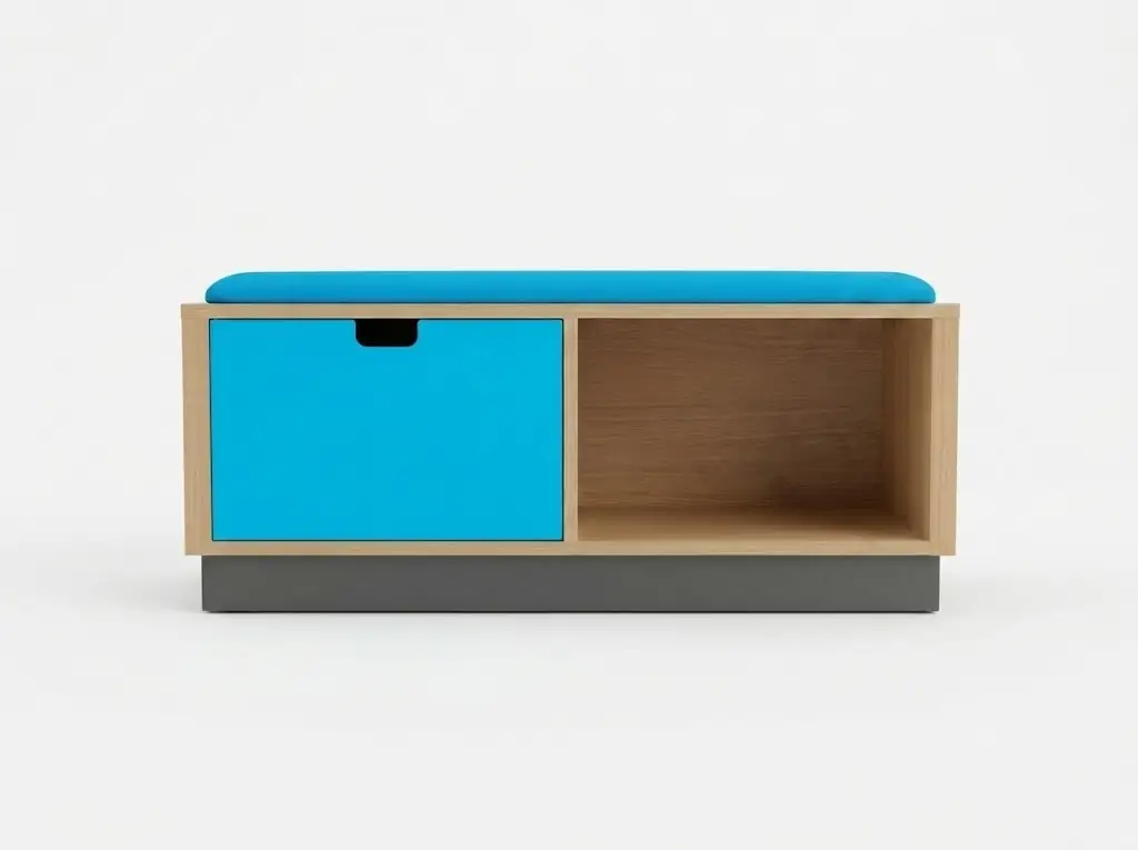 GCON GR-305B-CG-L Modern Hotel Luggage Bench with Padded Seat and Storage 1
