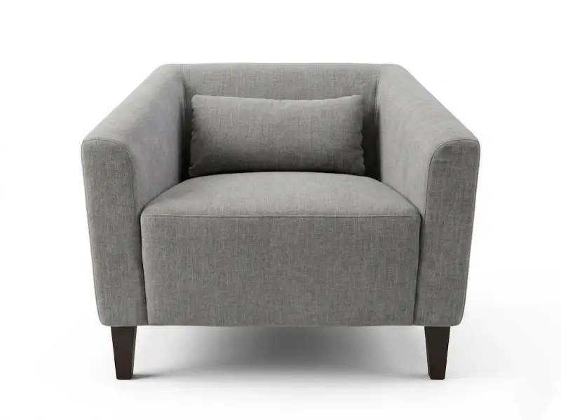 GCON CH-03 Modern Grey Fabric Armchair with Lumbar Pillow / Single Sofa 1