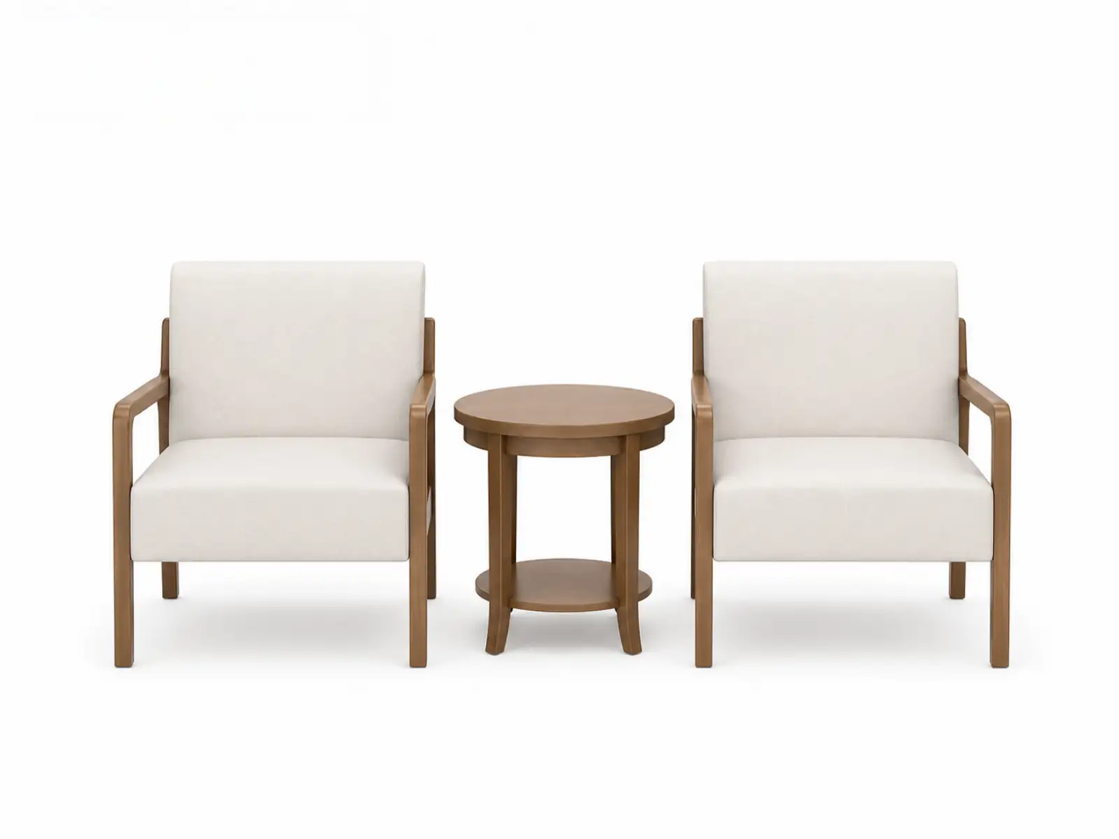 GCON GWY1509 Modern and simple hotel lounge Chair three-piece set: solid wood frame fabric soft package single sofa + round coffee table combination 1