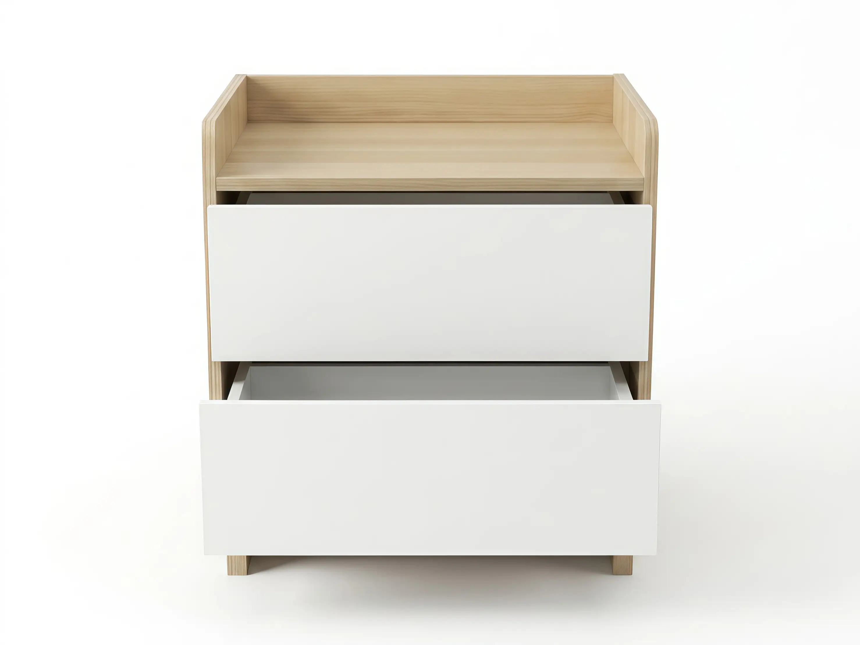 GCON GF-521 Two-Drawer Bedside Table Handleless Drawer Design Nightstand 1